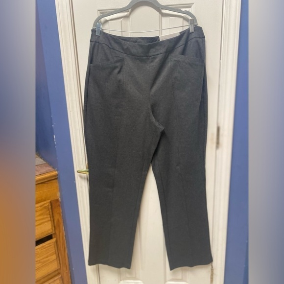 Cato Grey Rayon Stretch Blend High Rise Trousers Size 18/20 W Hook Eye closure - Picture 1 of 10